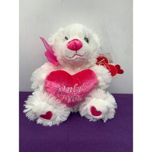 Walmart Only You Valentine Bear 7 Inch Pink Heart Bow Plush Stuffed Animal